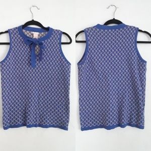 Tulle blue and cream cotton sweater vest Size medium    L